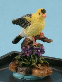 Dollhouse Miniature Goldfinch (Hand Painted Bird Figurine)